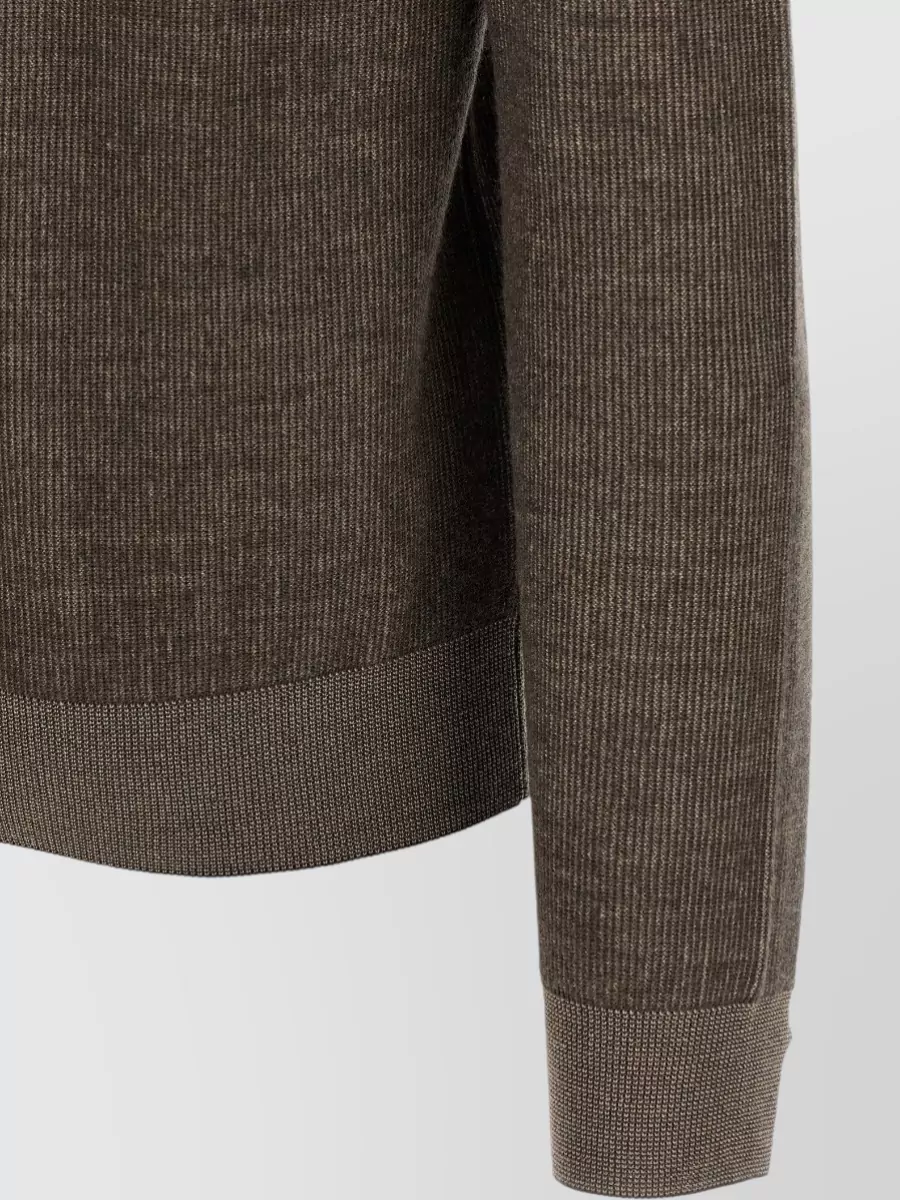 Brioni Cashmere Wool Ribbed Crew Neck Sweater