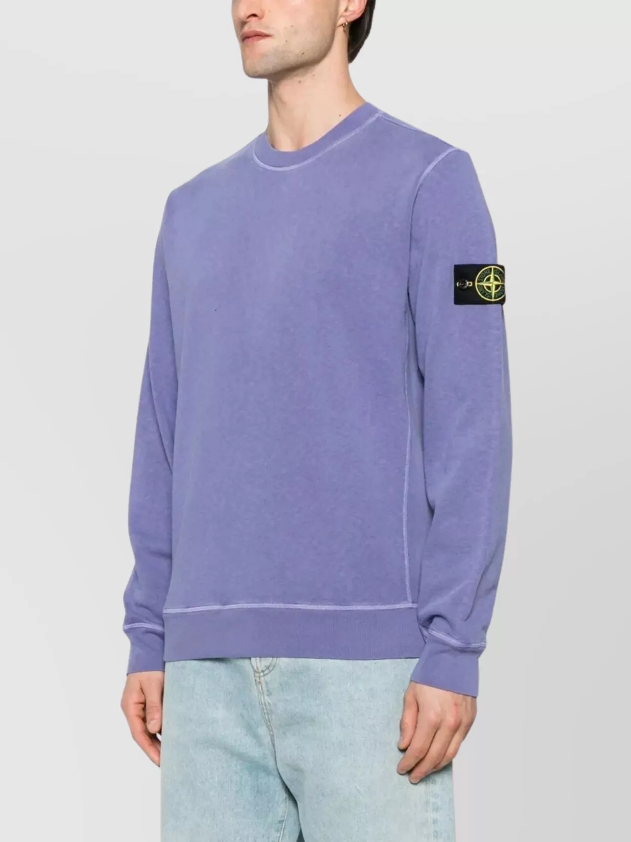Stone Island Crewneck Badge Sweatshirt Contrasting Stitching