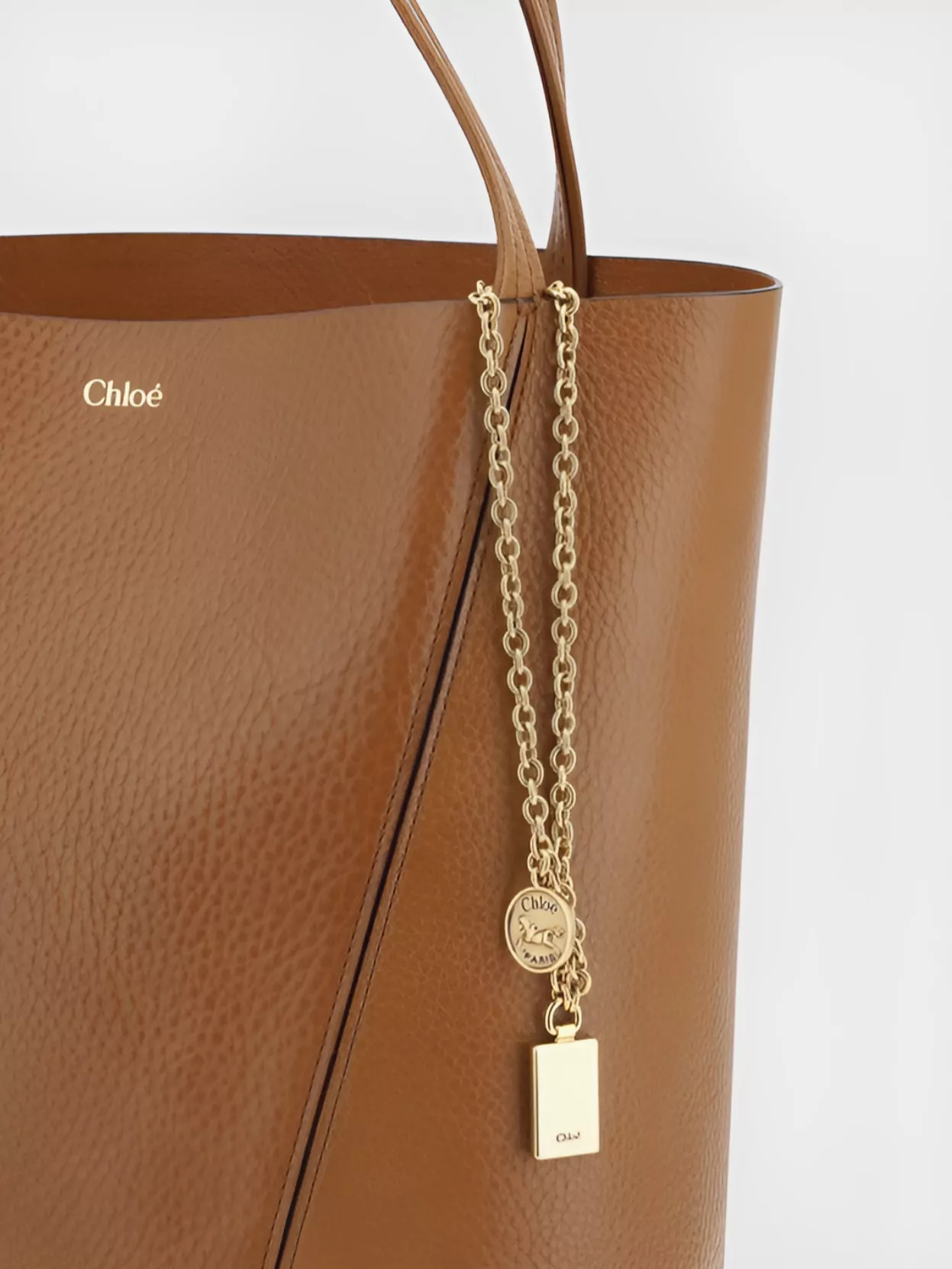 Chloé Iconic Logo Pendant Leather Shoulder Bag