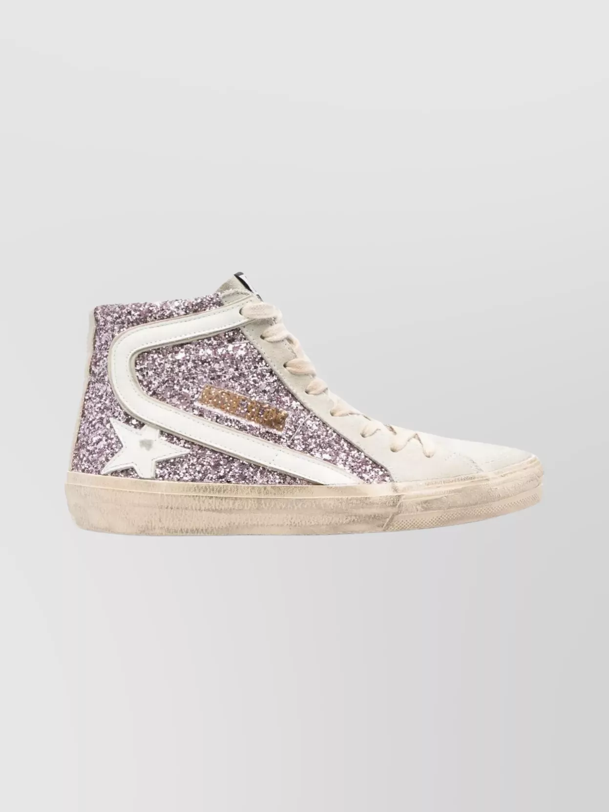 Golden Goose Leather glitter high-top sneakers