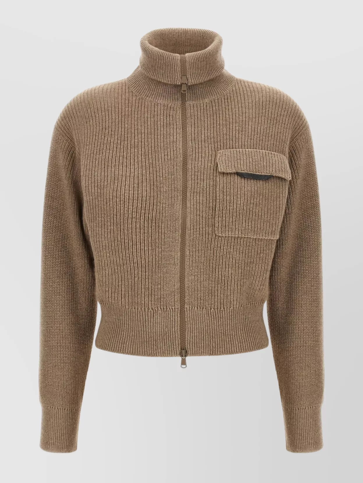 Brunello Cucinelli Cropped Cardigan With Shiny Flap Detail