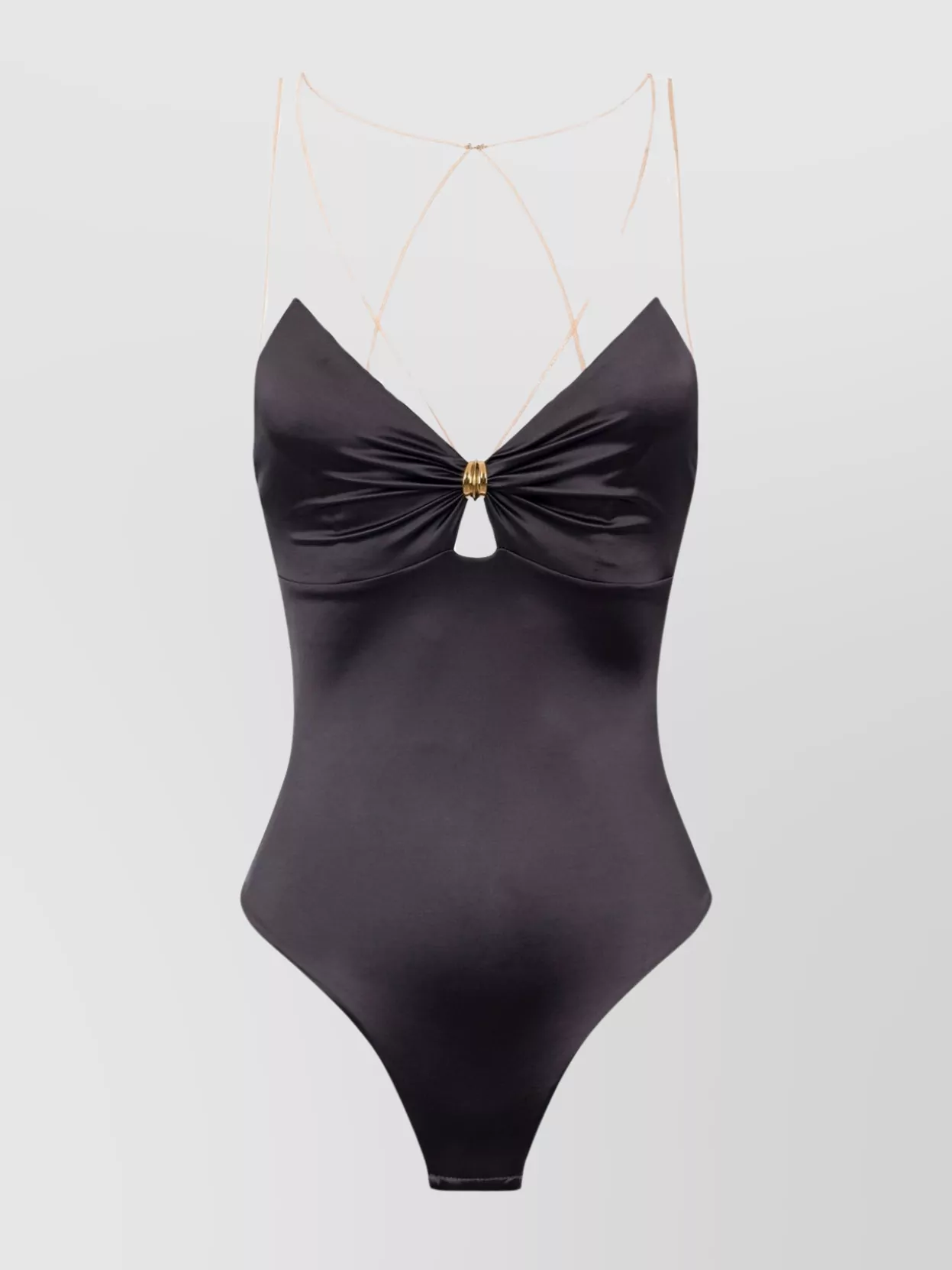 Elisabetta Franchi Bow V-neck Bodysuit Tulle Detailing In Black