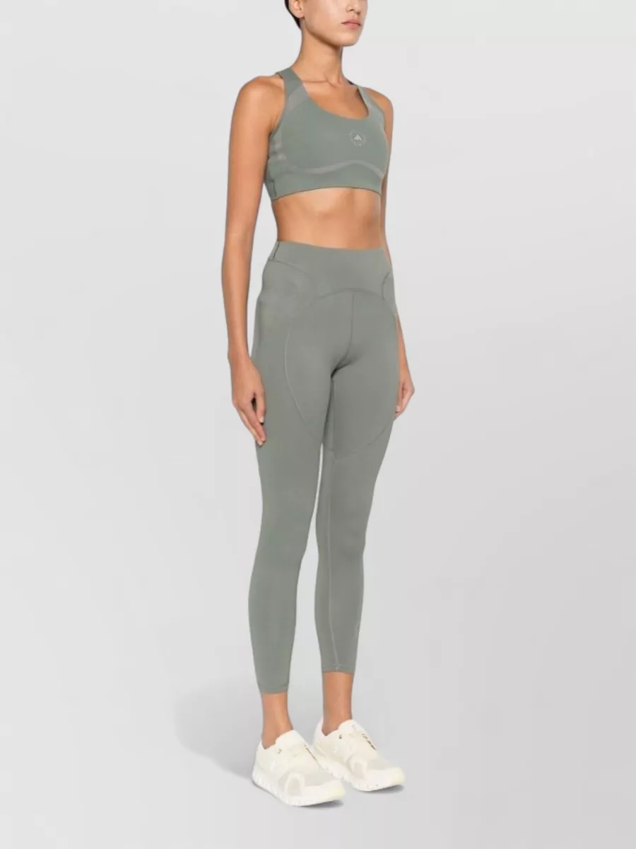 Adidas By Stella Mccartney Seamless Racerback Logo Sports Bra
