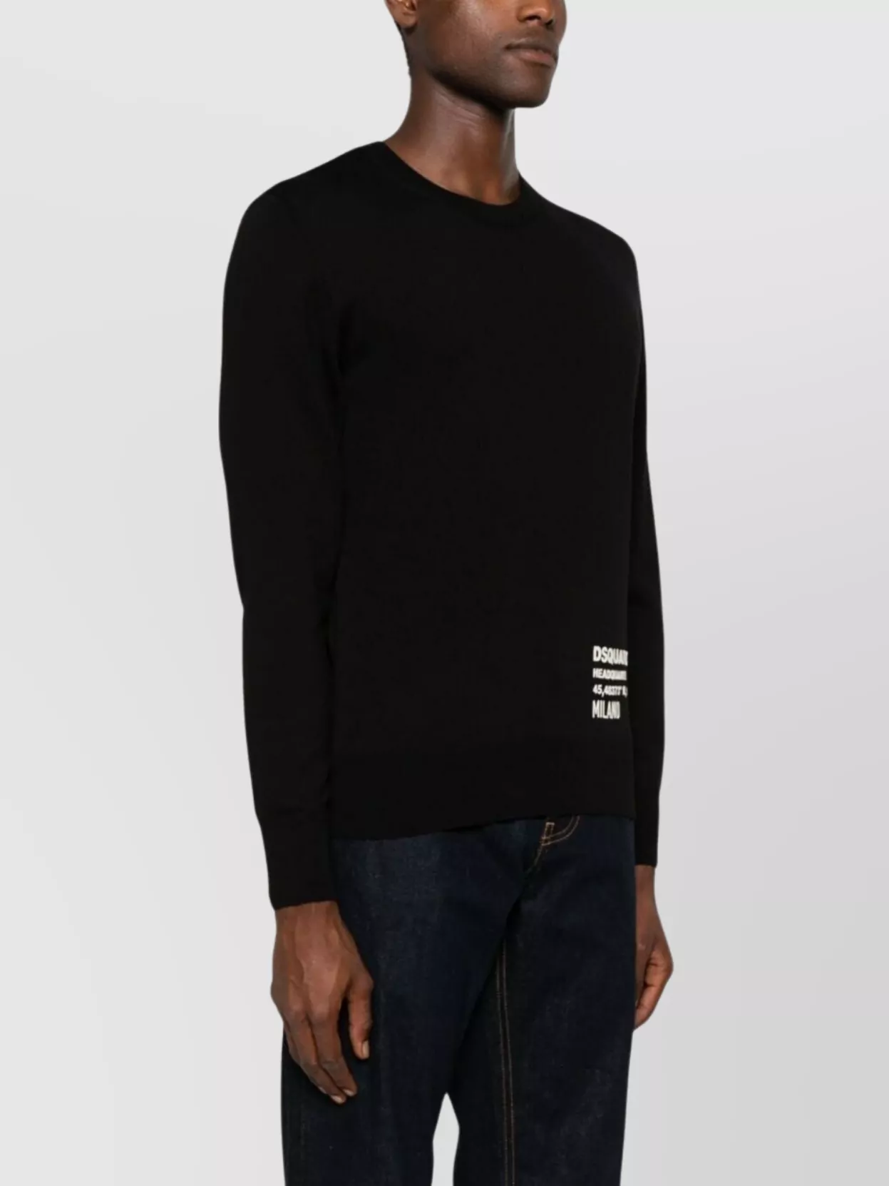 Dsquared2 Ribbed Hem Long Sleeve Crew Neck Sweater