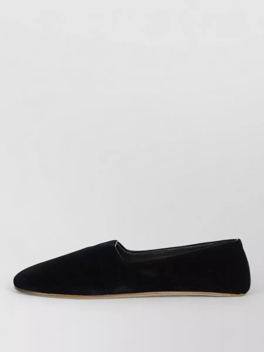 The Row Ponti Velvet Leather Sole Slippers In Black