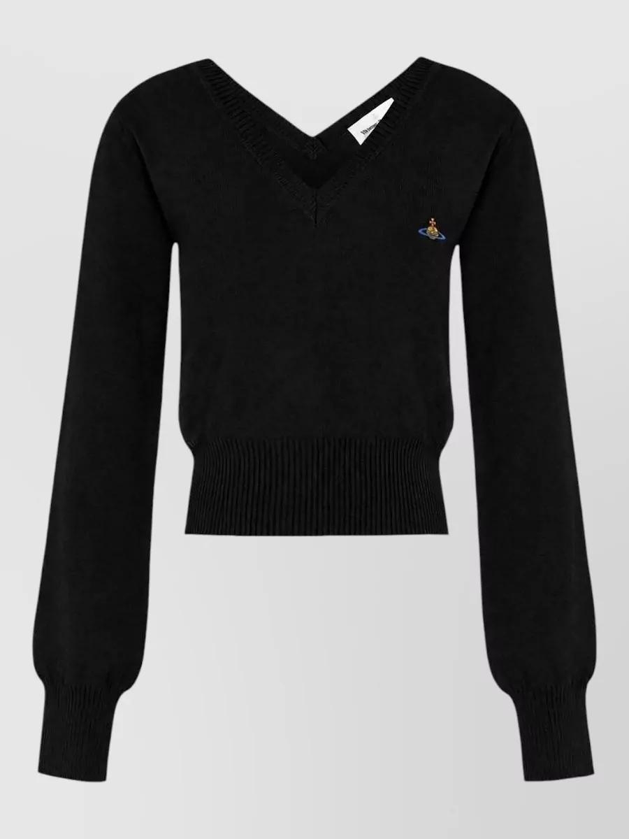 Vivienne Westwood cashmere blend ribbed cropped v-neck sweater