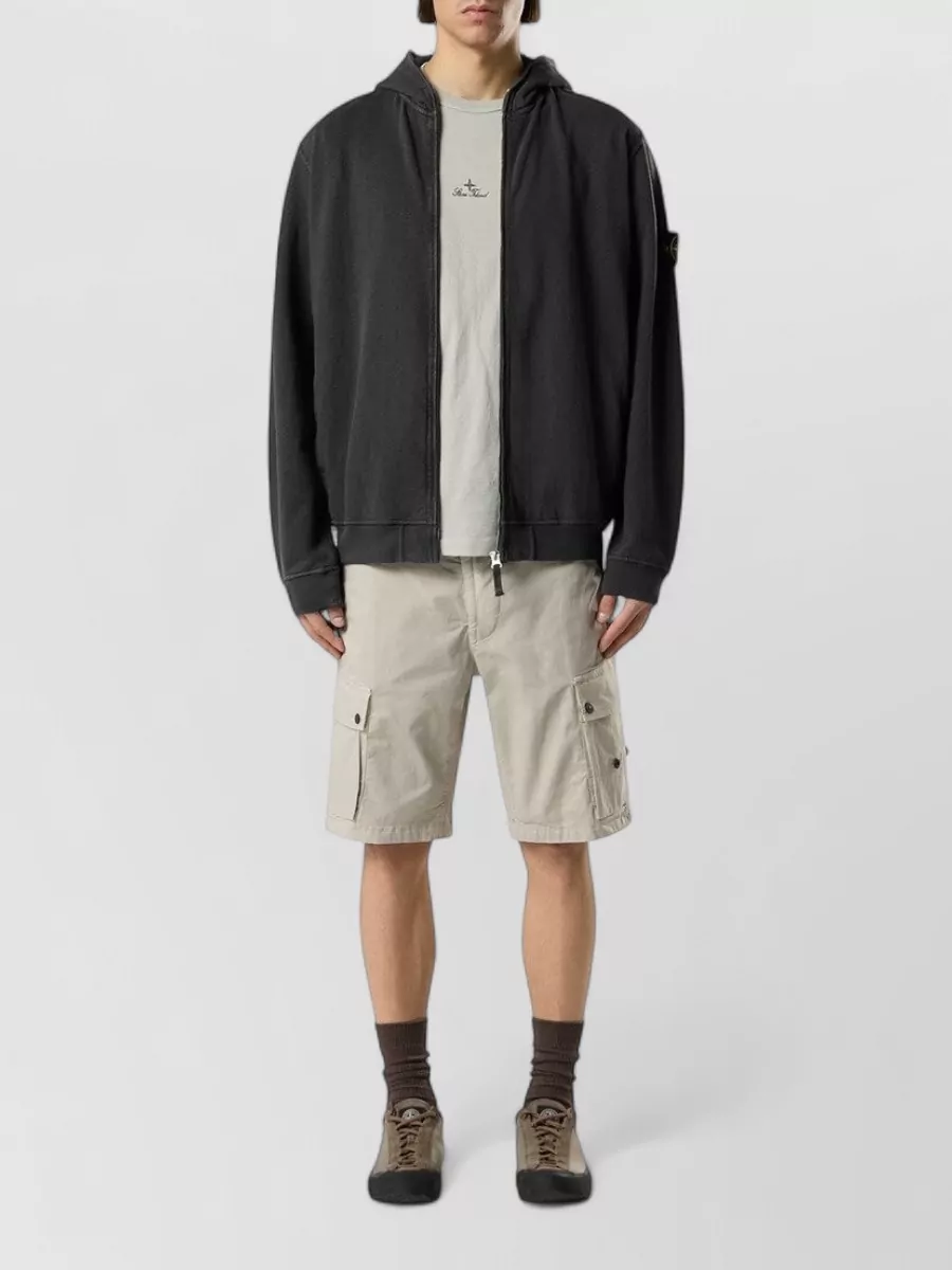 Stone Island Cotton Hooded Zip Sweatshirt