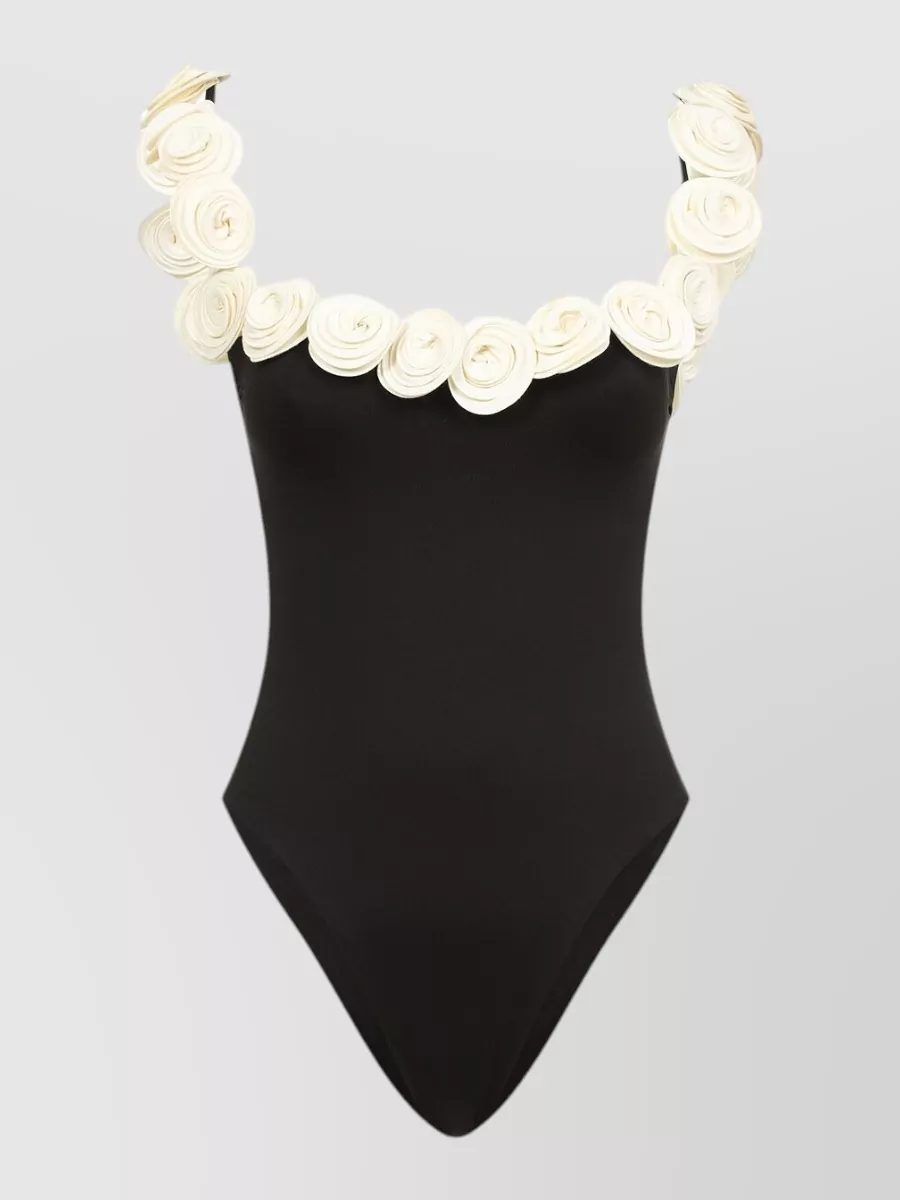 La Reveche Floral-Trim Off-Shoulder One-Piece Swimsuit