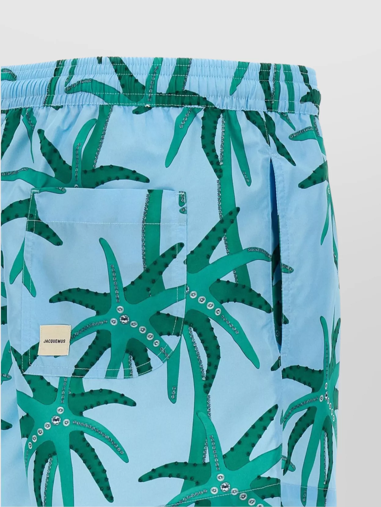 Jacquemus Le Maillot Puntini Light Blue Swimsuit With Elastic Waist And All-over Print In Tech Fabric Man