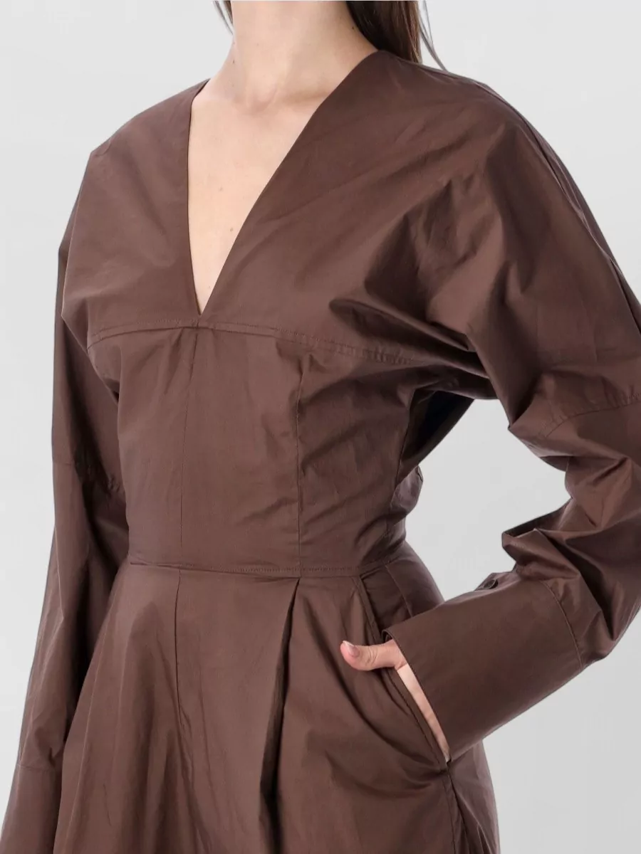 Thelatest Cotton V-Neck Long-Sleeve Wide-Leg Jumpsuit