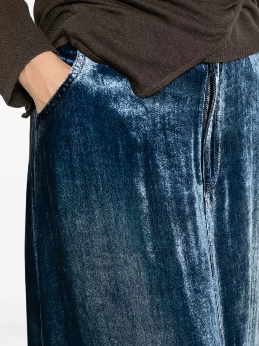 Pierre Louise Mascia Silk Velvet-Effect Panelled Midi Skirt