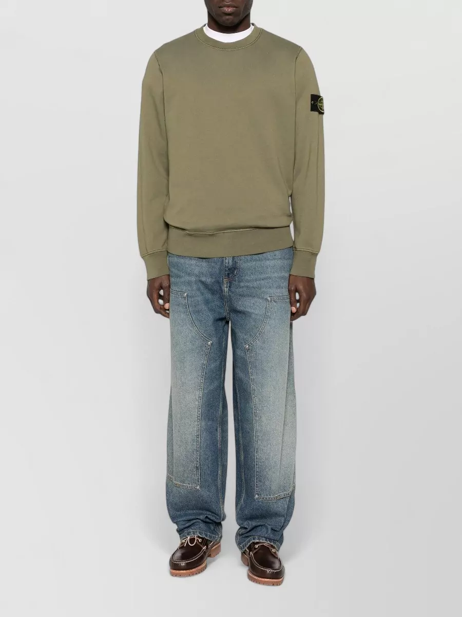Stone Island Crewneck Sweatshirt Ribbed Cuffs Hem