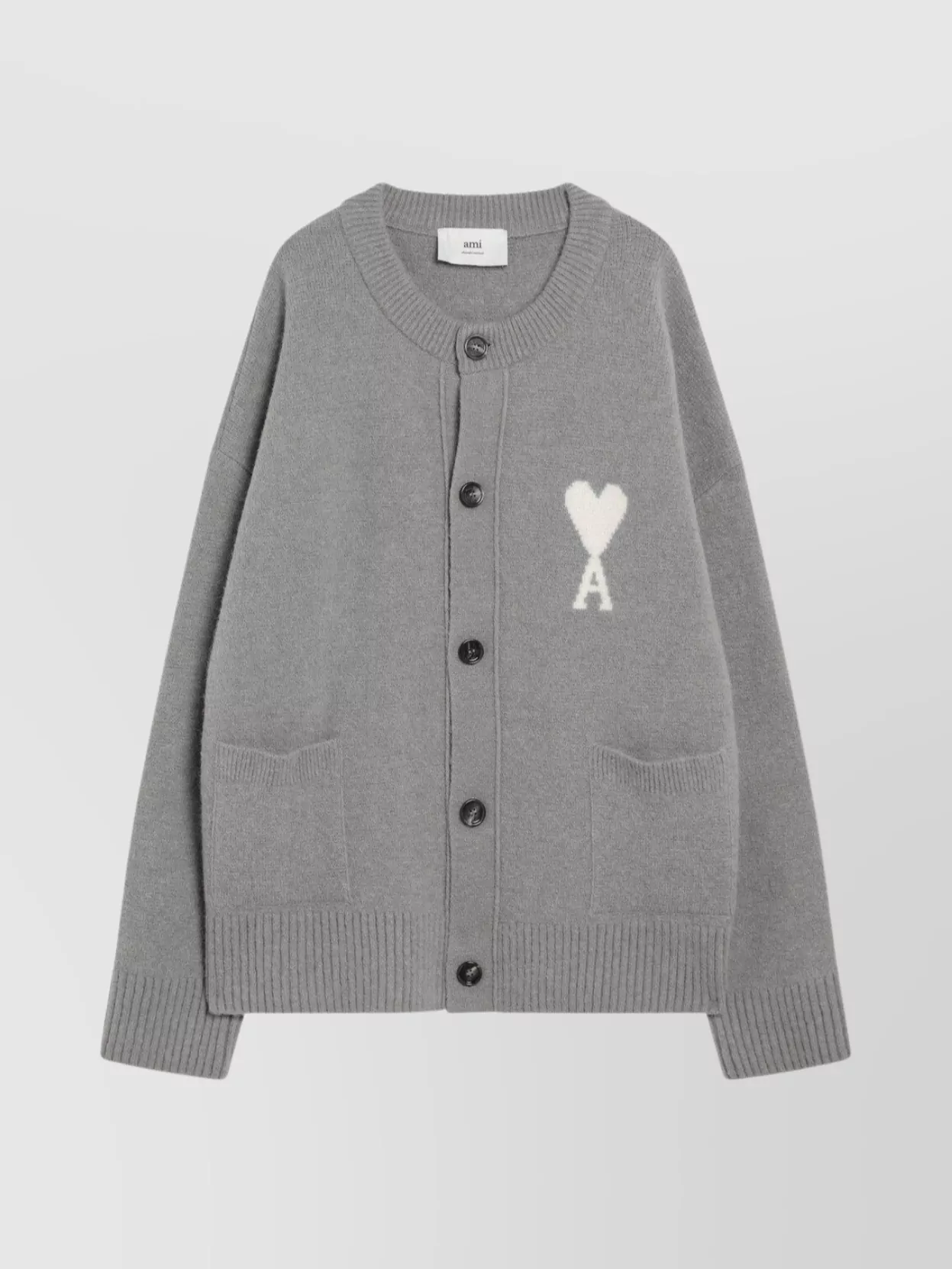 Ami Alexandre Mattiussi Ami Paris Grey Wool Cardigan Ami De Coeur Men In Gray