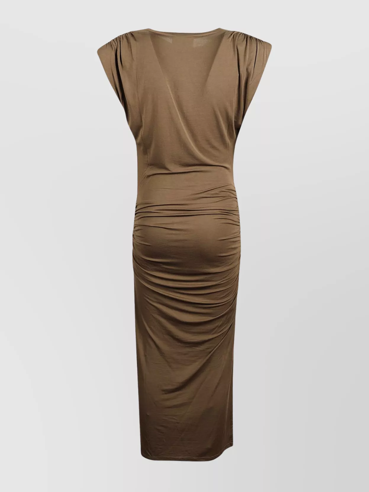 Isabel Marant Étoile Midi Dress With Cap Sleeves And Ruched Detailing In Brown