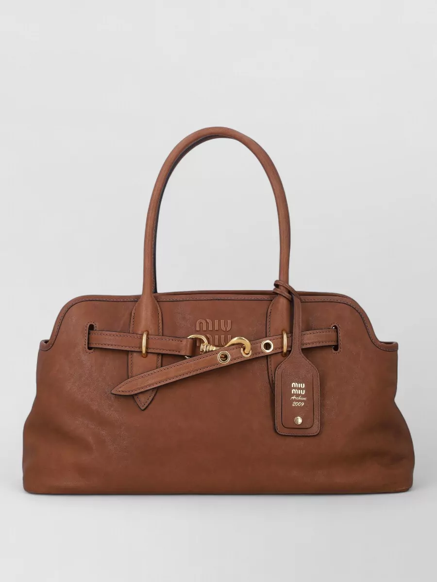 Miu Miu aventure lamb leather tote bag