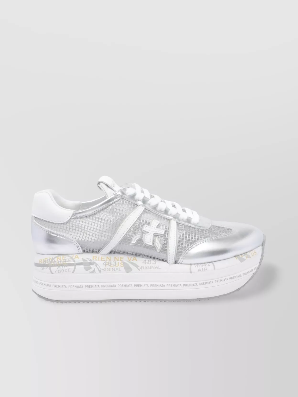 Premiata Silver beth platform sneakers | The Fashion Square