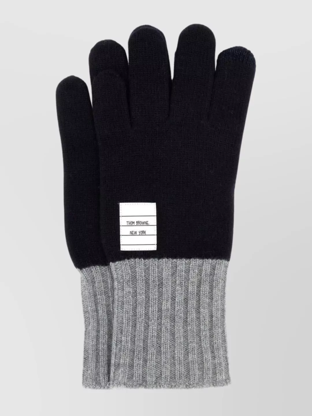 Shop Thom Browne Ribbed Pure Wool Color Block Gloves In Grey