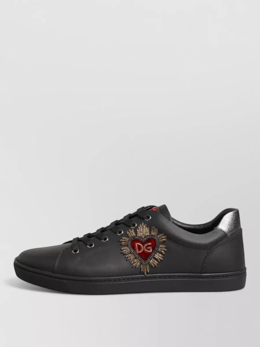 Dolce&Gabbana Leather Heart Embellished Low-Top Sneakers