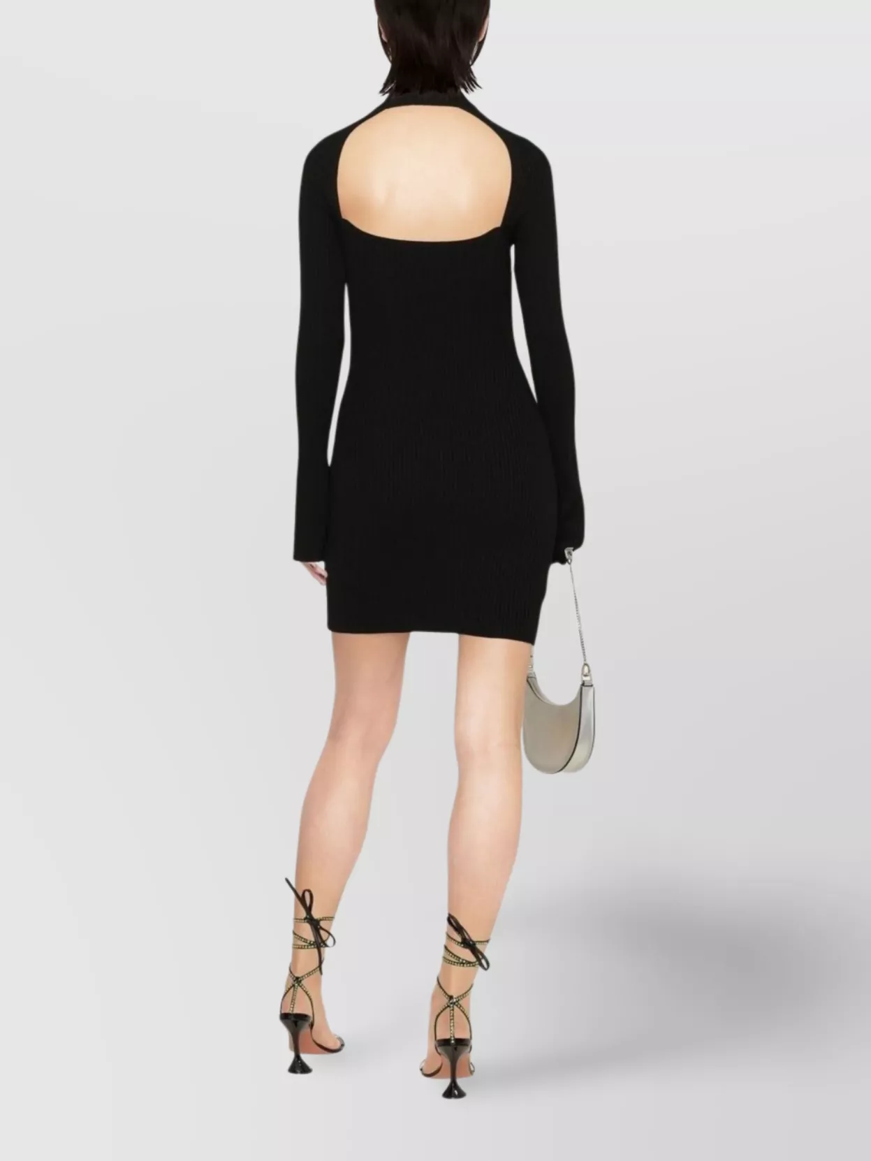 Blumarine Ribbed Wool Dress Floral Embellishment