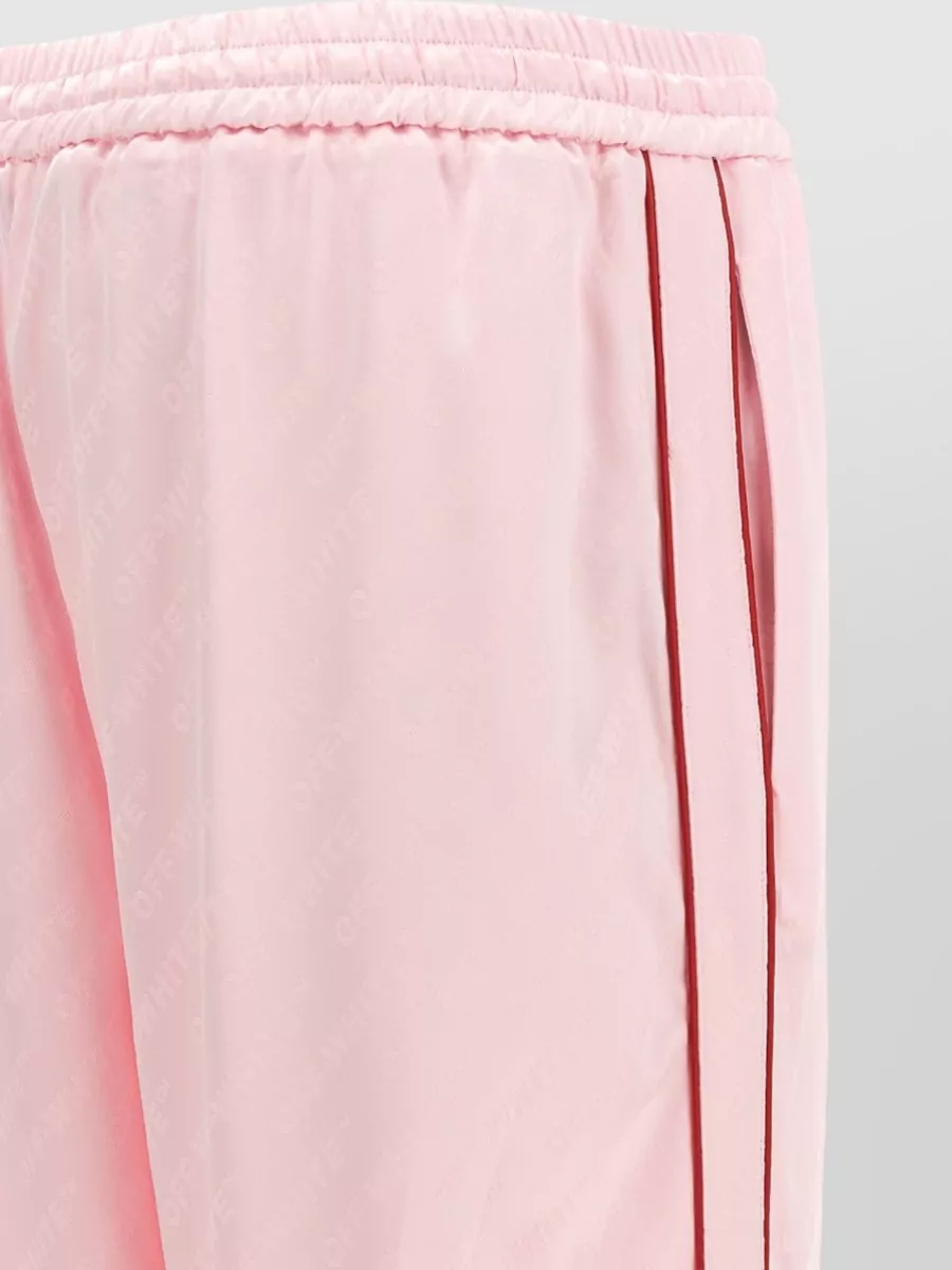 Off-White Jacquard Satin Pajama Trousers Side Stripe