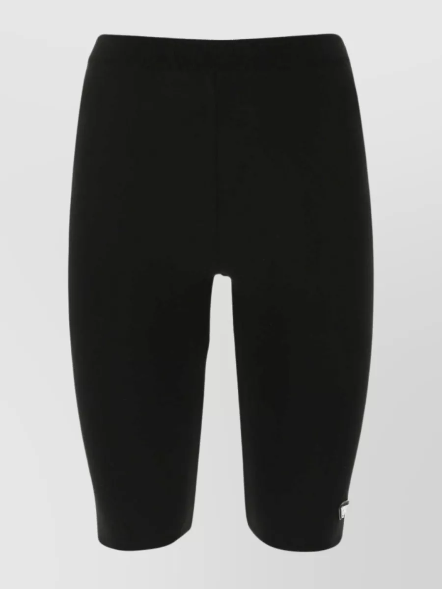 Shop Prada Viscose Blend Cropped Leggings With Stretch Fit In Black