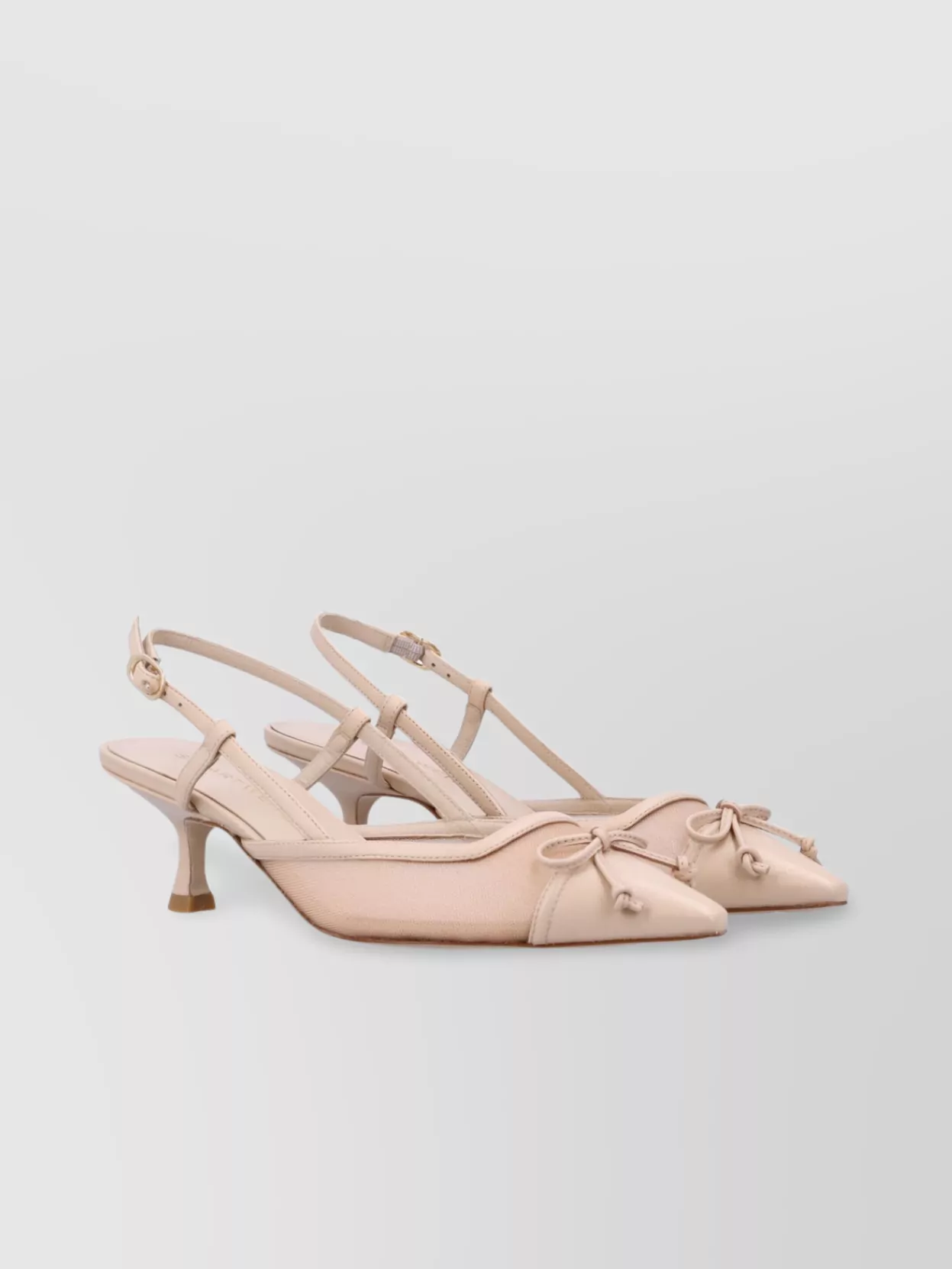 Stuart Weitzman Mesh And Leather Slingback Pumps With Sculptural Heel