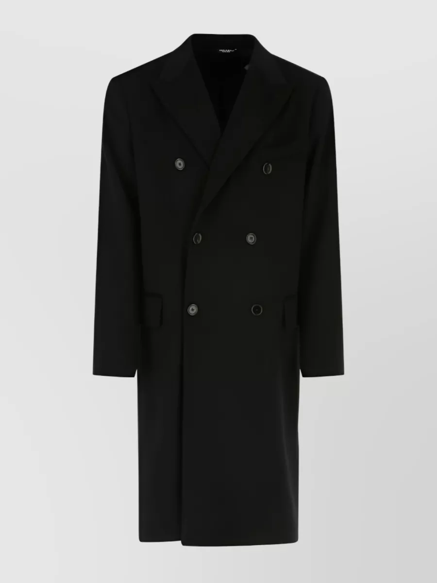 Shop Dolce & Gabbana Sophisticated Double-breasted Wool Coat In Black