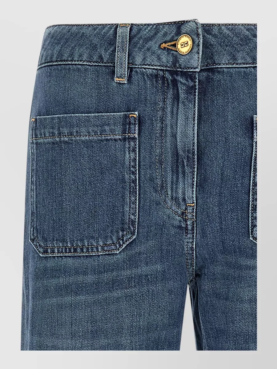 Elisabetta Franchi Denim Straight-Leg Wide-Leg Jeans