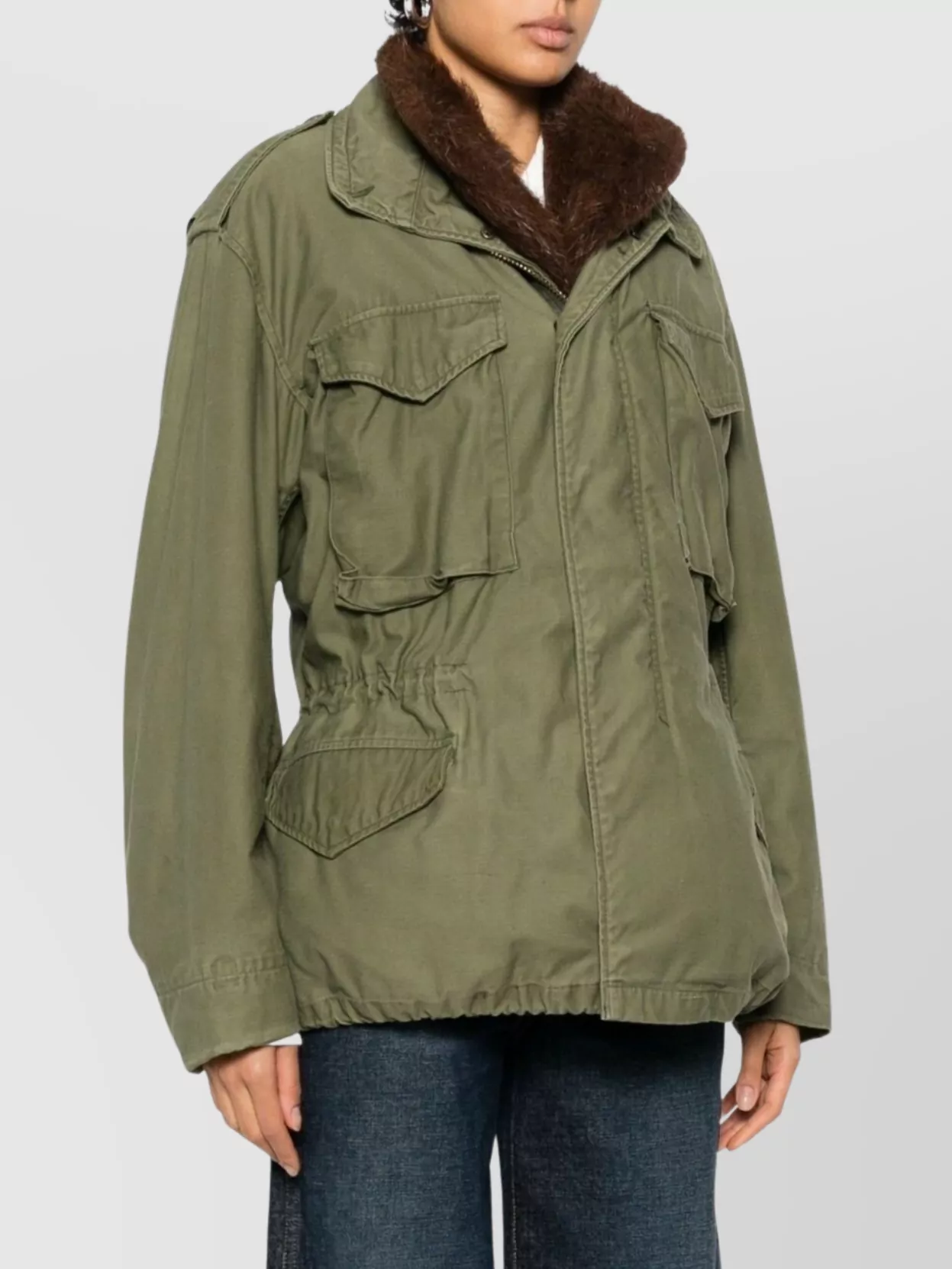 Front Street Long Sleeve Parka With Drawstring And Pockets