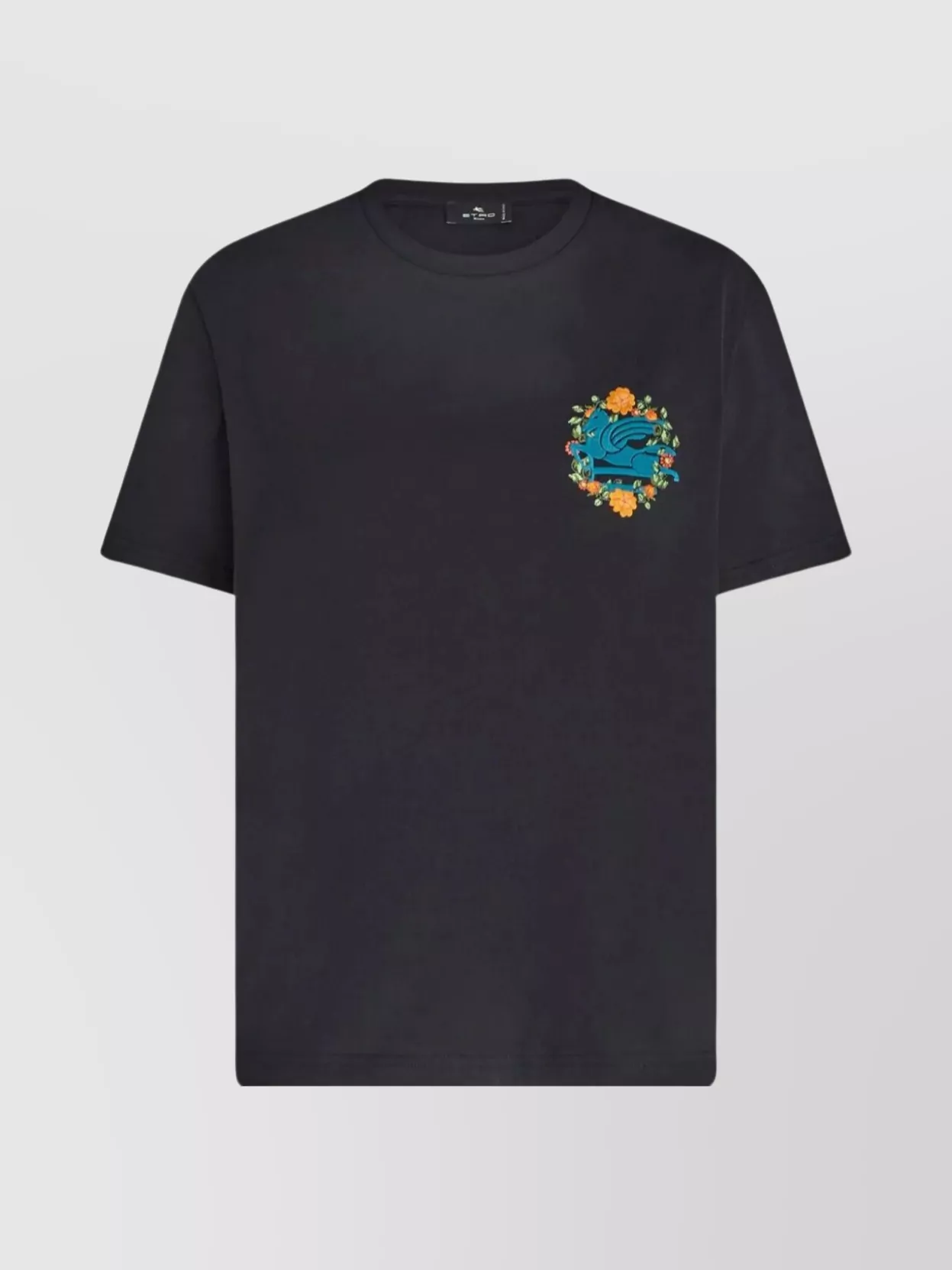 Shop Etro Embroidered Floral Logo T-shirt