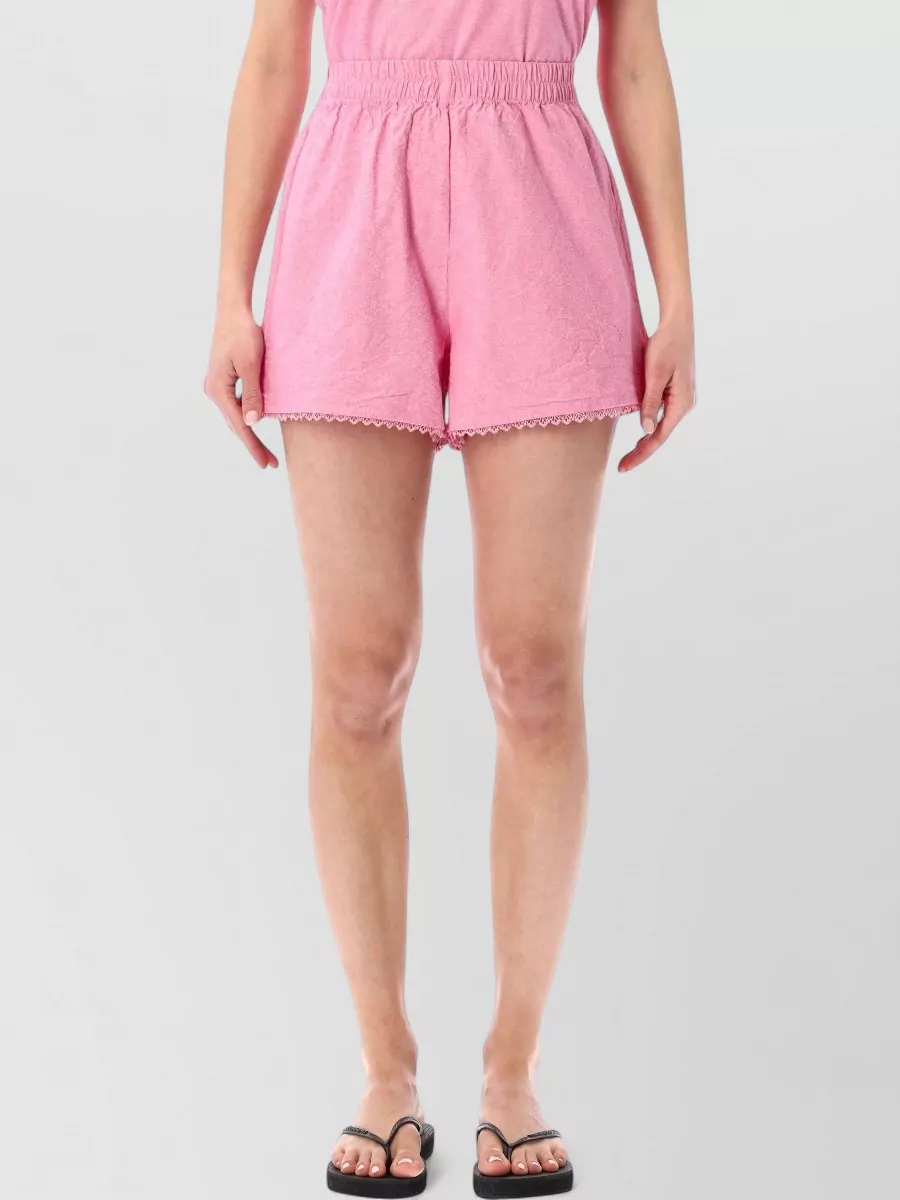 American Vintage cotton lace-trim high-rise short shorts