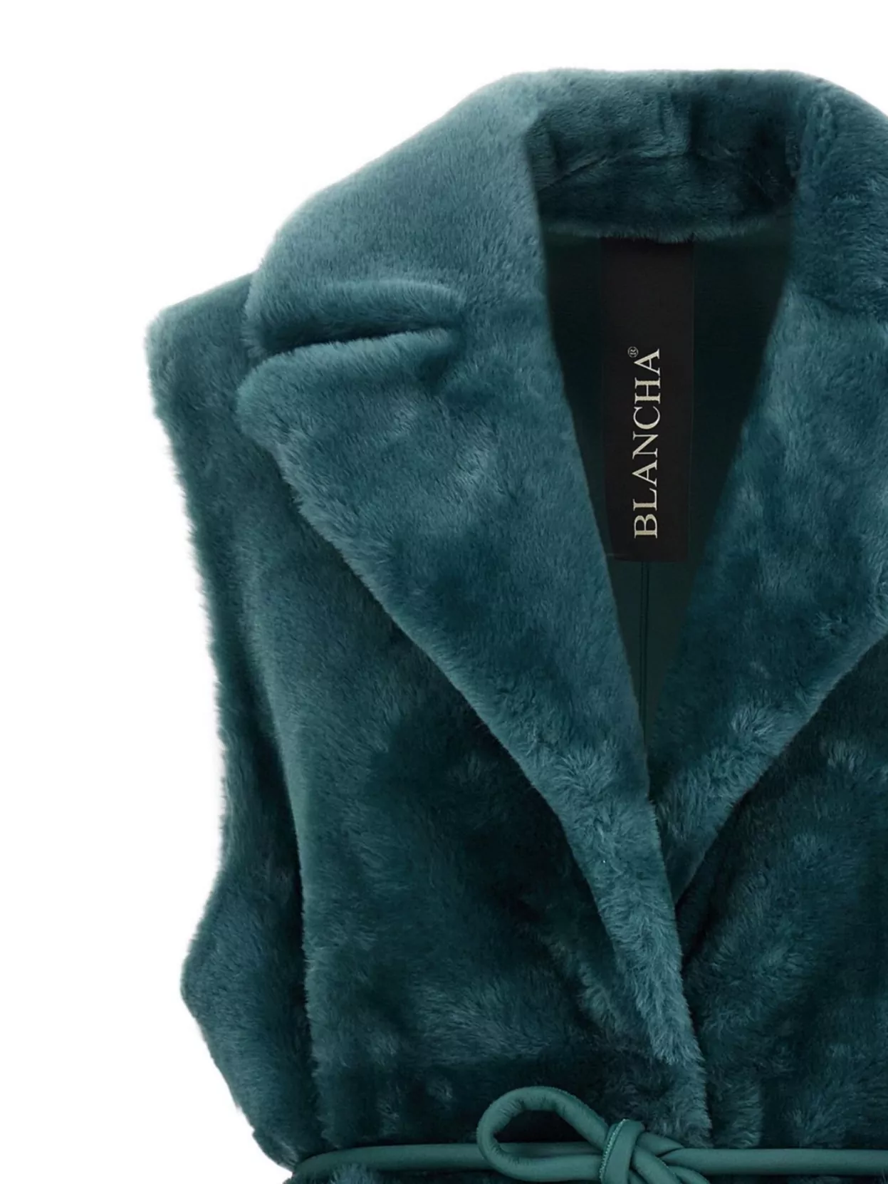 Blancha Straight-Volpe Shadow Belted Faux Fur Vest