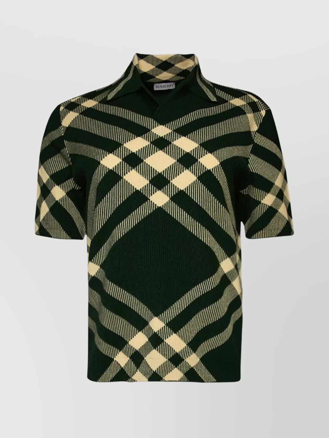 Shop Burberry Check Pattern Knit Polo Shirt