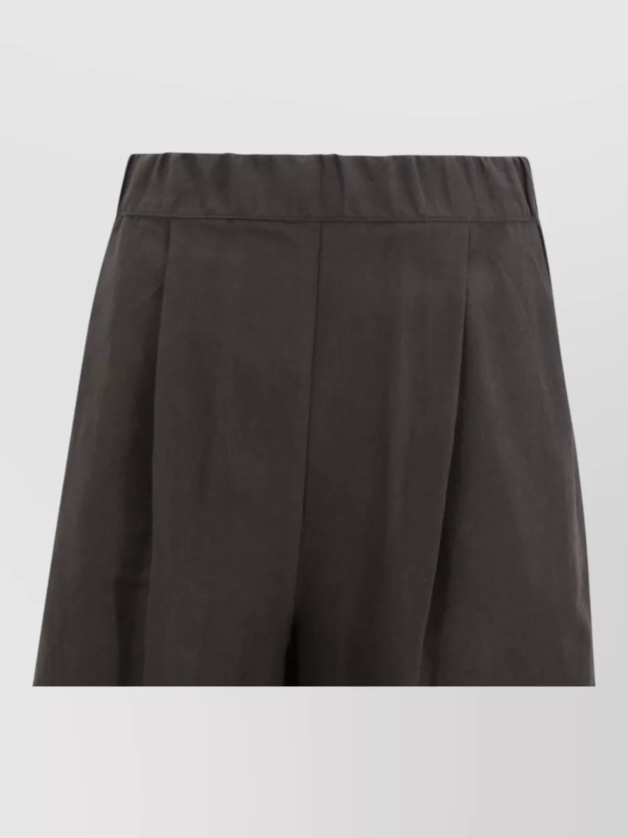 Whyci Linen Bermuda Shorts Elasticated Waist Pleats In Orange