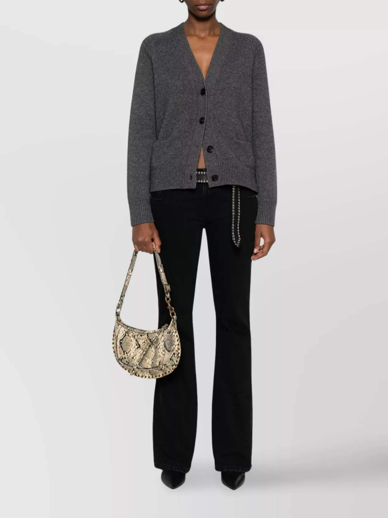 Isabel Marant V-neck Cardigan Front Pockets In Gray
