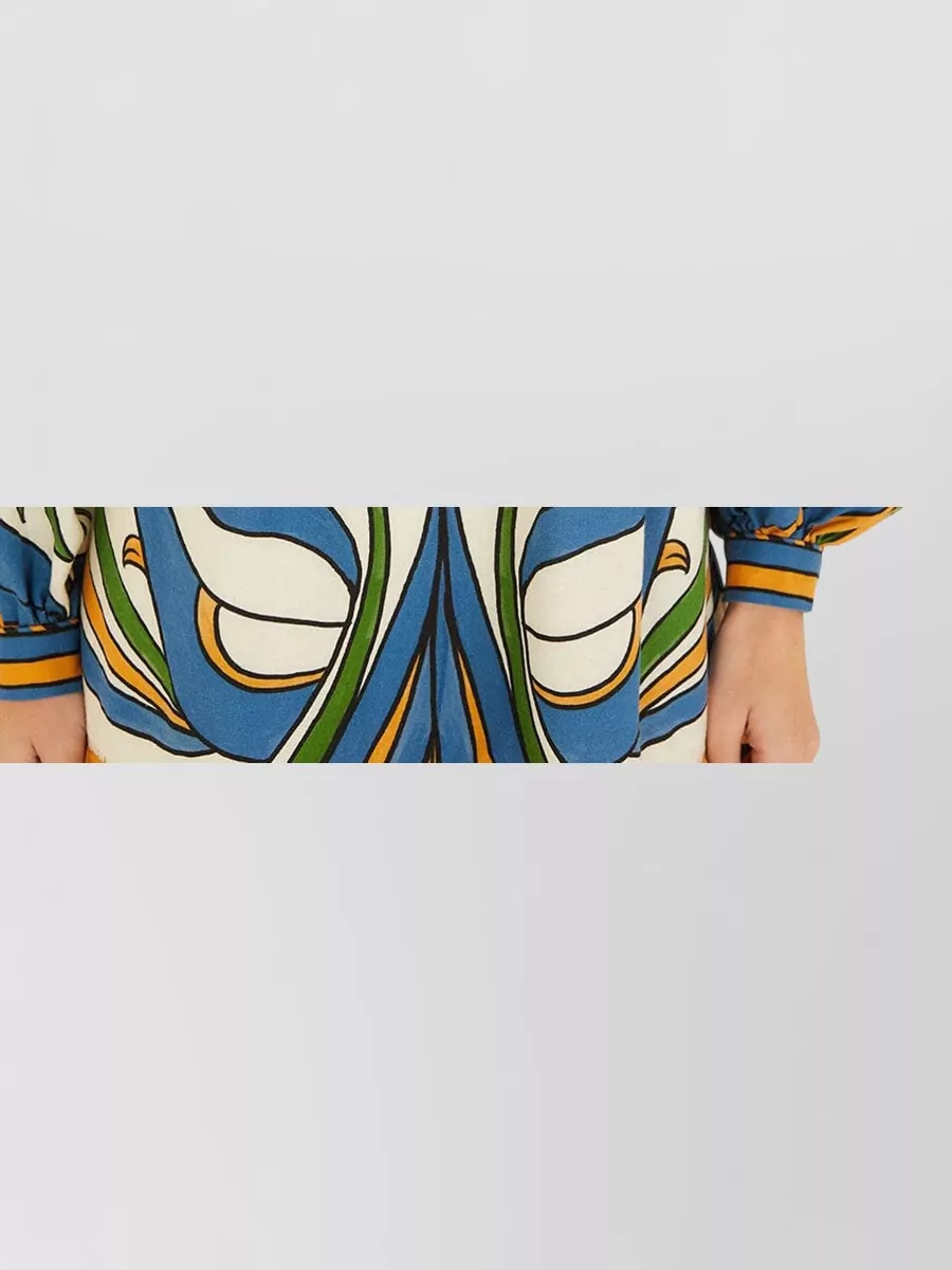 Farm Rio Printed V-Neck Long-Sleeve Mini Dress