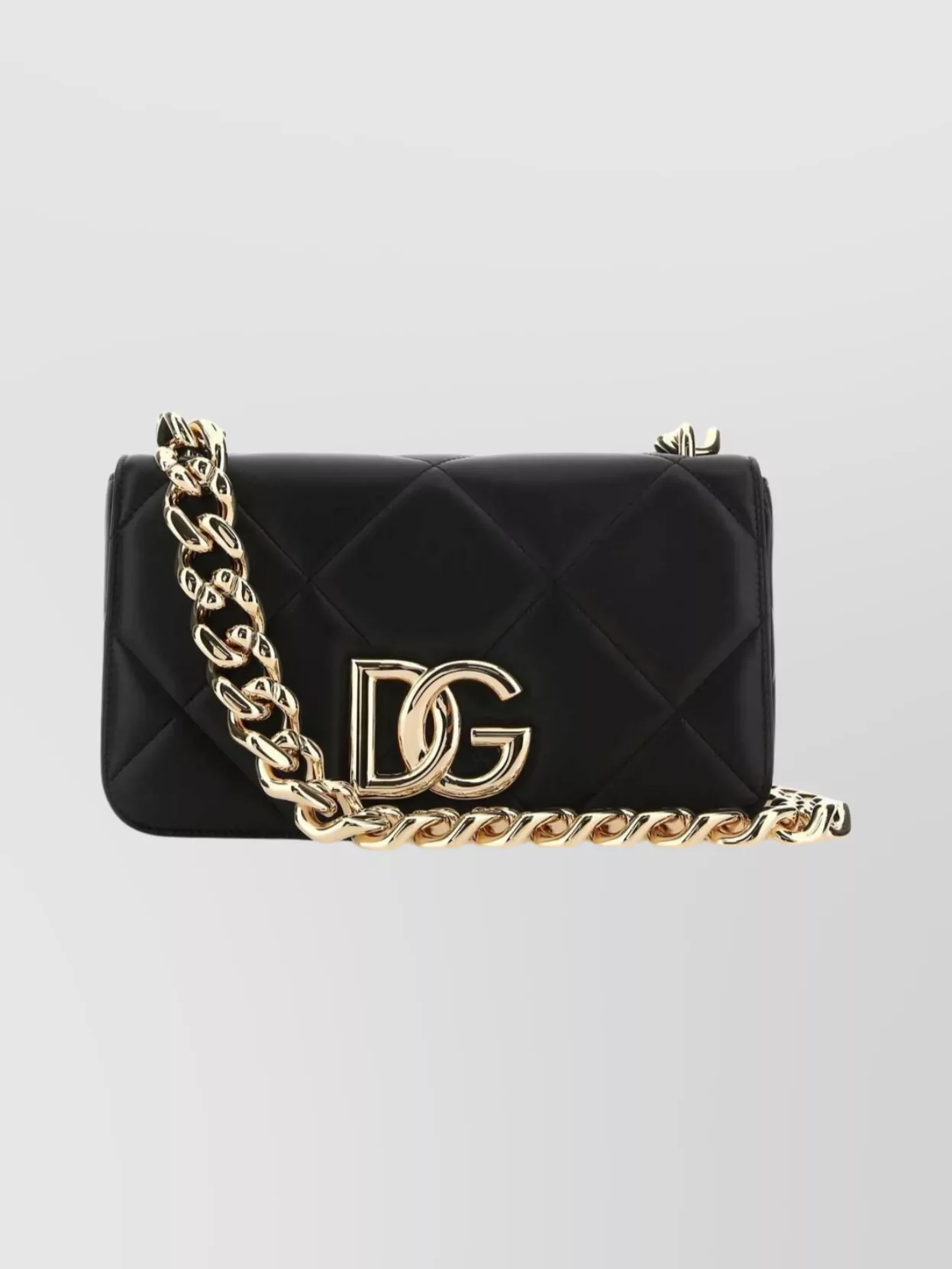 Dolce & Gabbana Quilted Shoulder Bag Chain Strap In Black