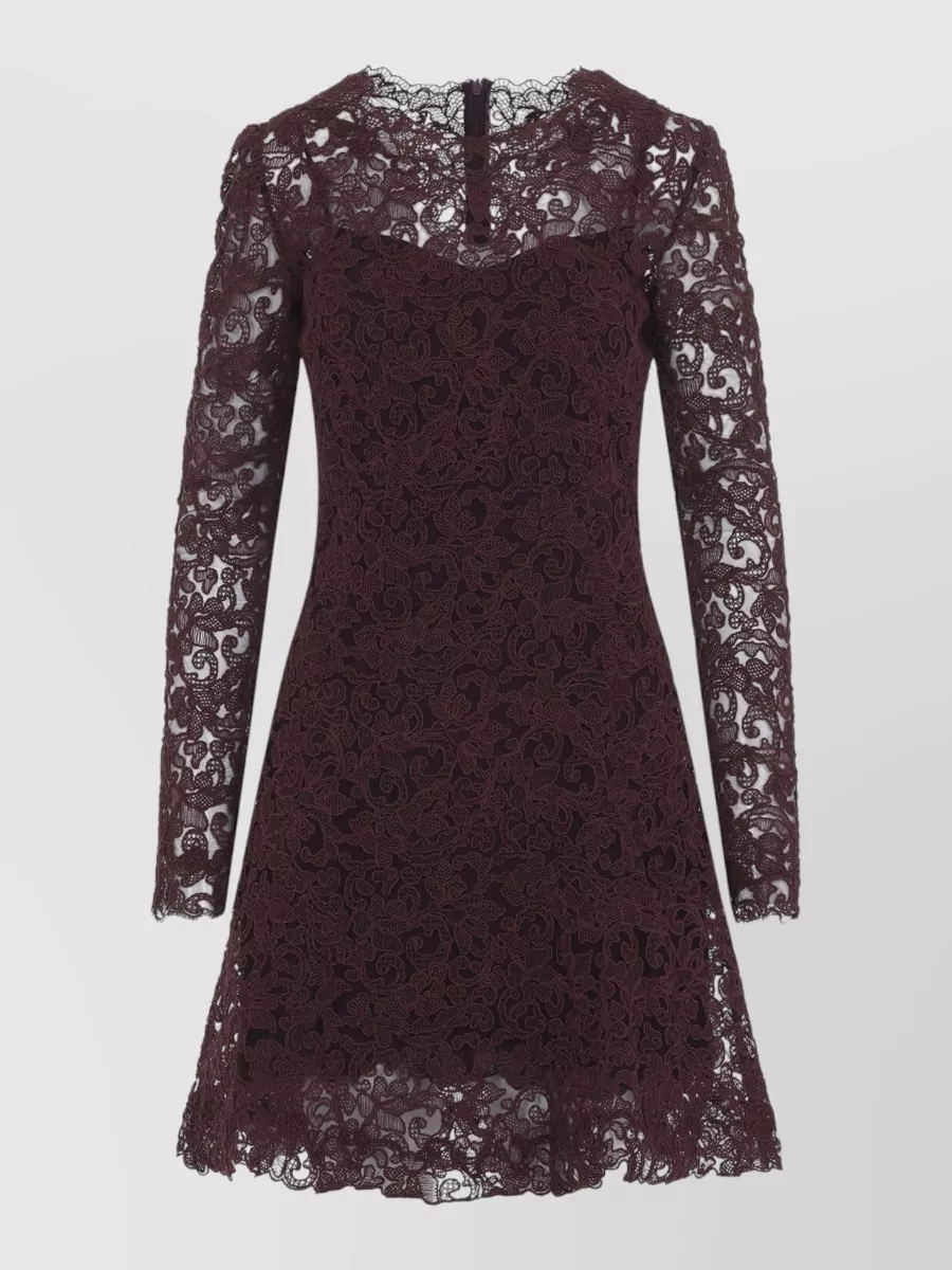 Ermanno Scervino Floral Lace Long-Sleeve Mini Dress