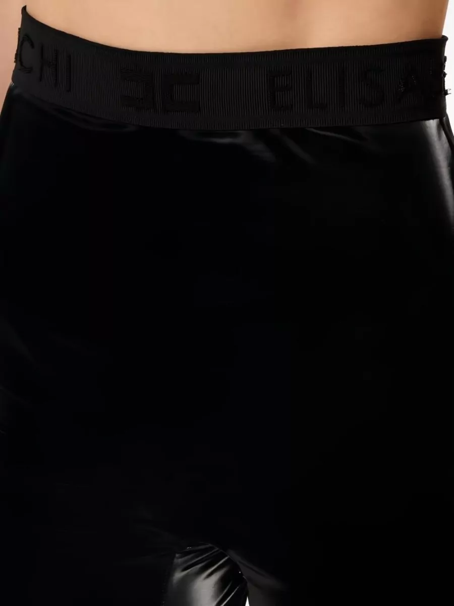 Elisabetta Franchi Shiny Stretch Trousers High Waist Design