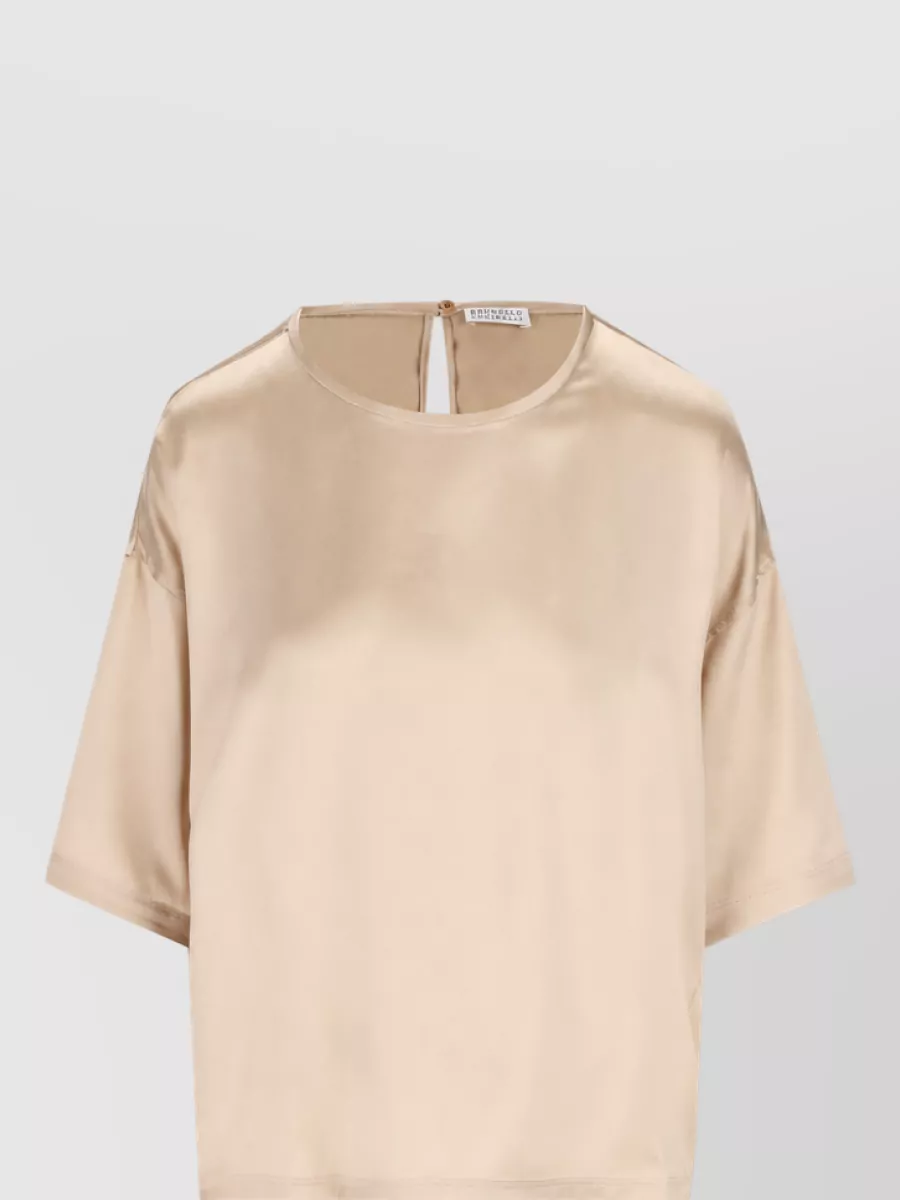 Brunello Cucinelli Silk 3/4-Sleeve Top