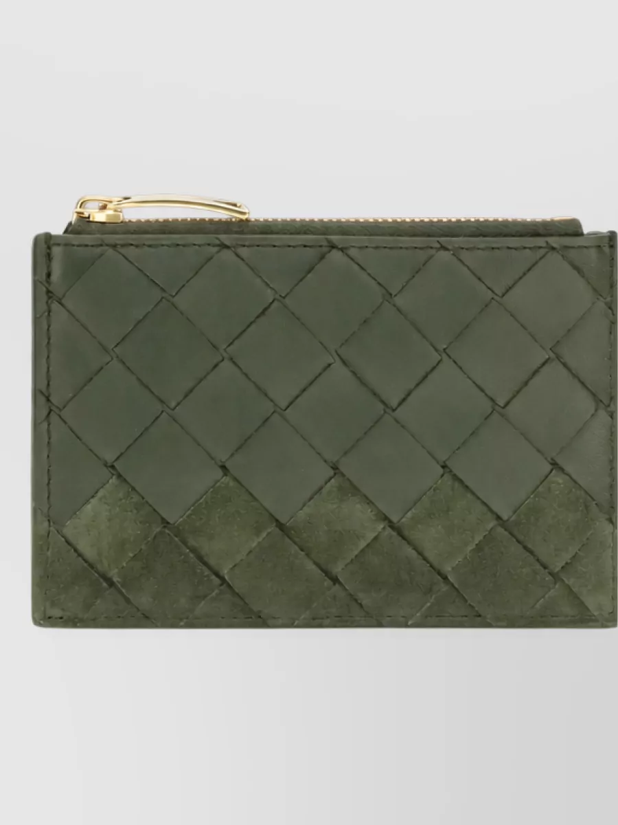 Bottega Veneta leather intrecciato zip cardholder