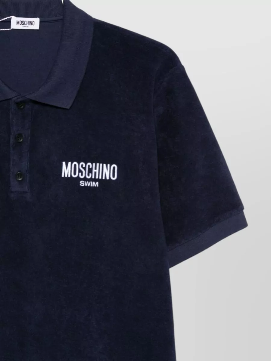 Moschino Logo Print Short Sleeve Polo Shirt
