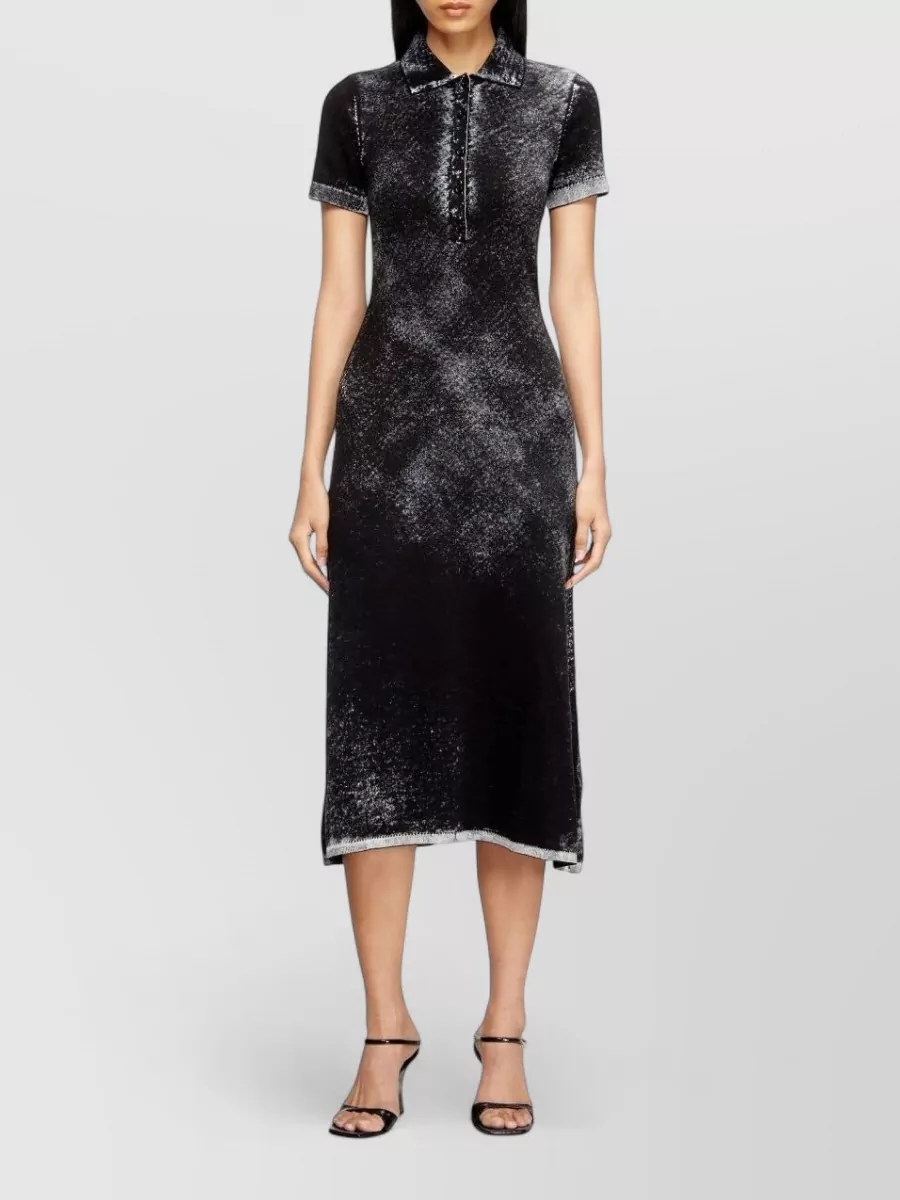 Diesel Cotton Knit Short-Sleeve Midi Dress