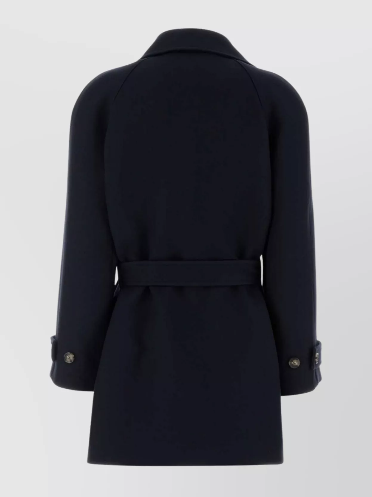 Loewe Wool Blend Coat With Back Vent And Belt In Blue