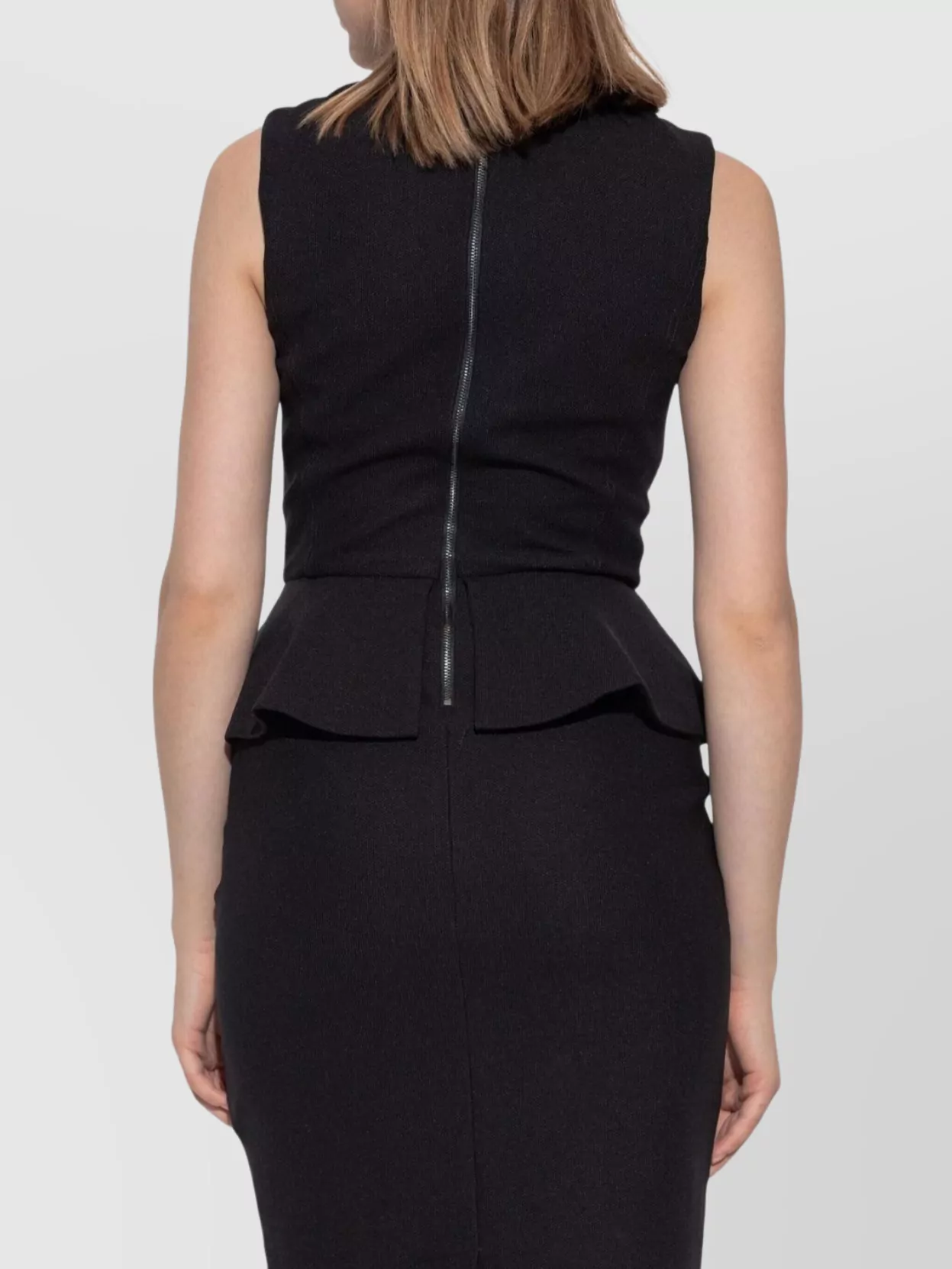 Max Mara Fitted Knee-Length Dress Featuring Peplum Detail