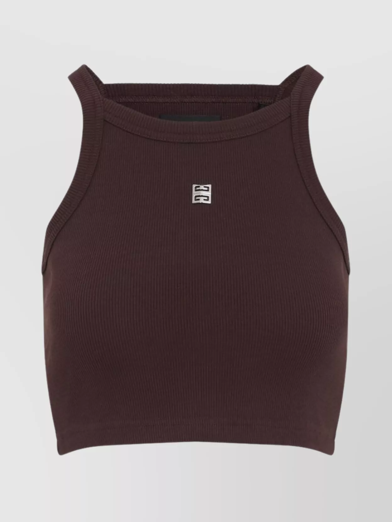 Givenchy 4g Logo Ribbed Crop Tank Top In Brown