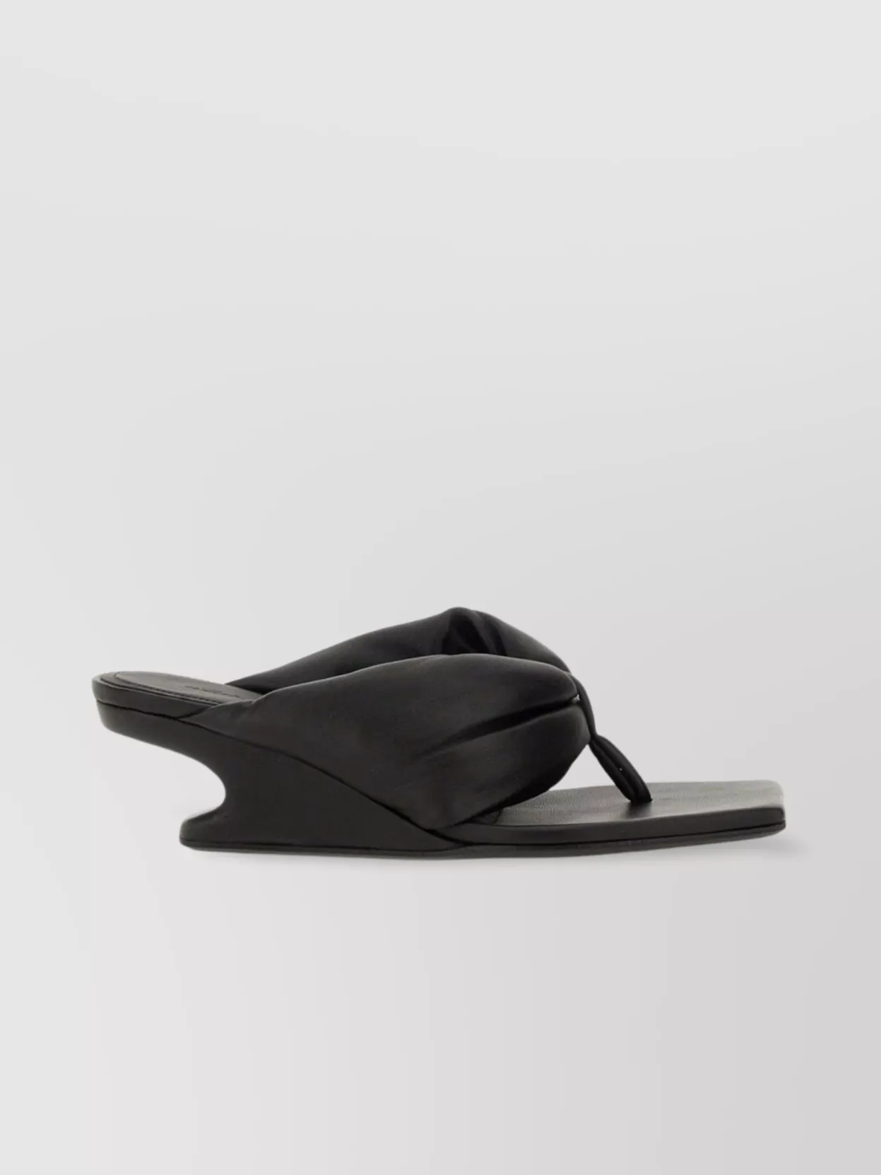 Rick Owens Square Toe Leather Sandal With Sculptural Heel