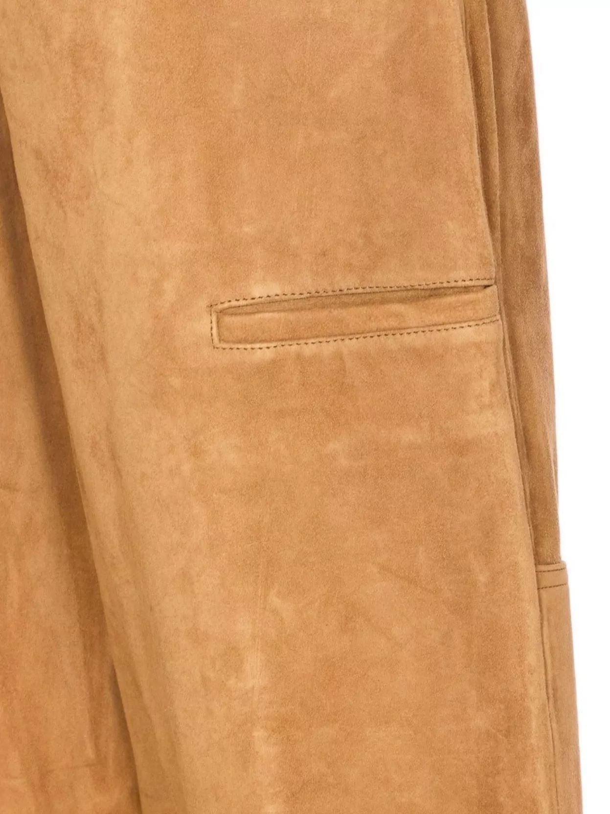 Tory Burch Wide Leg Suede Pants With Pockets And Seam Detailing In Brown