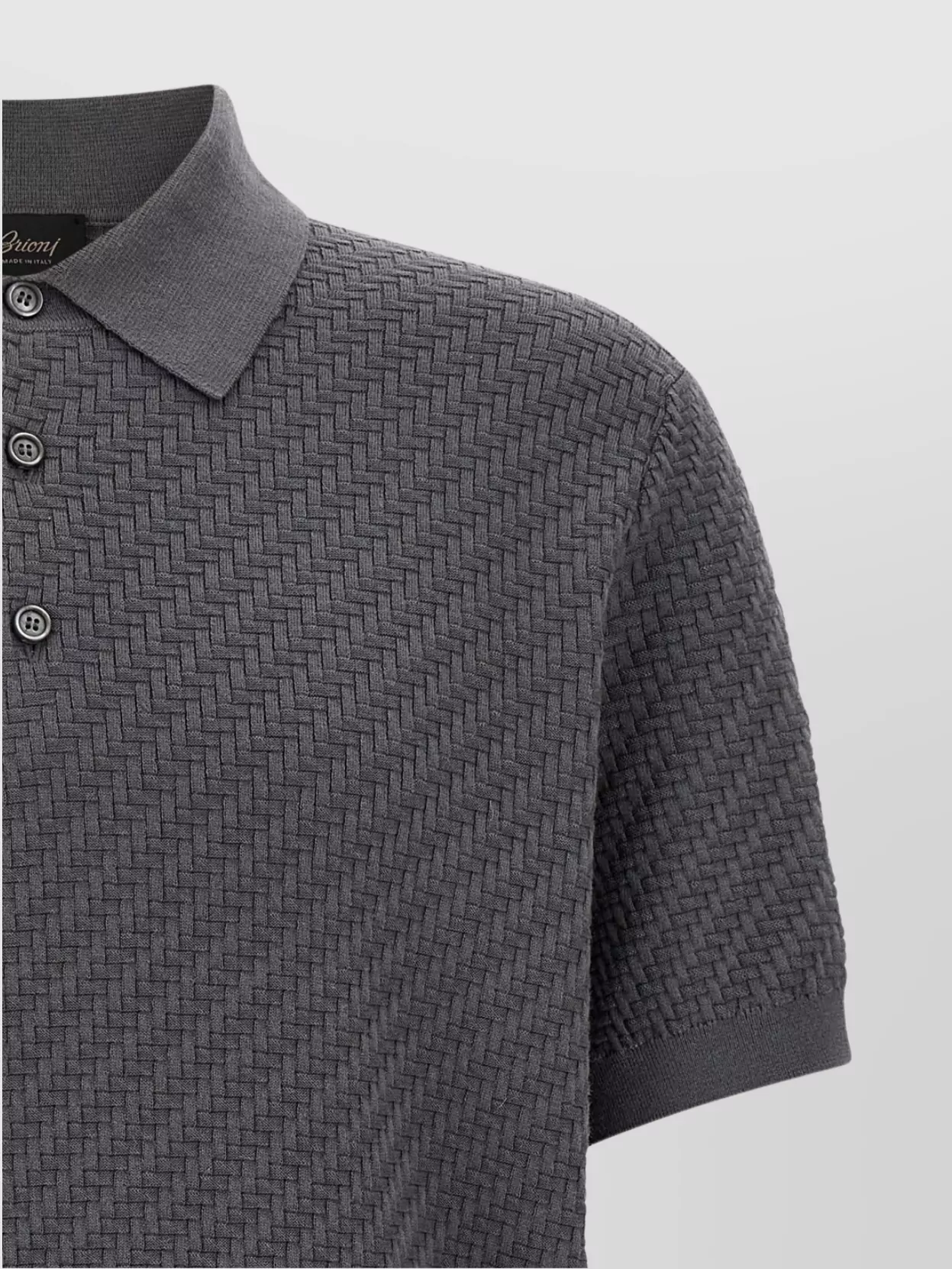 Brioni Textured Fabric Polo Shirt
