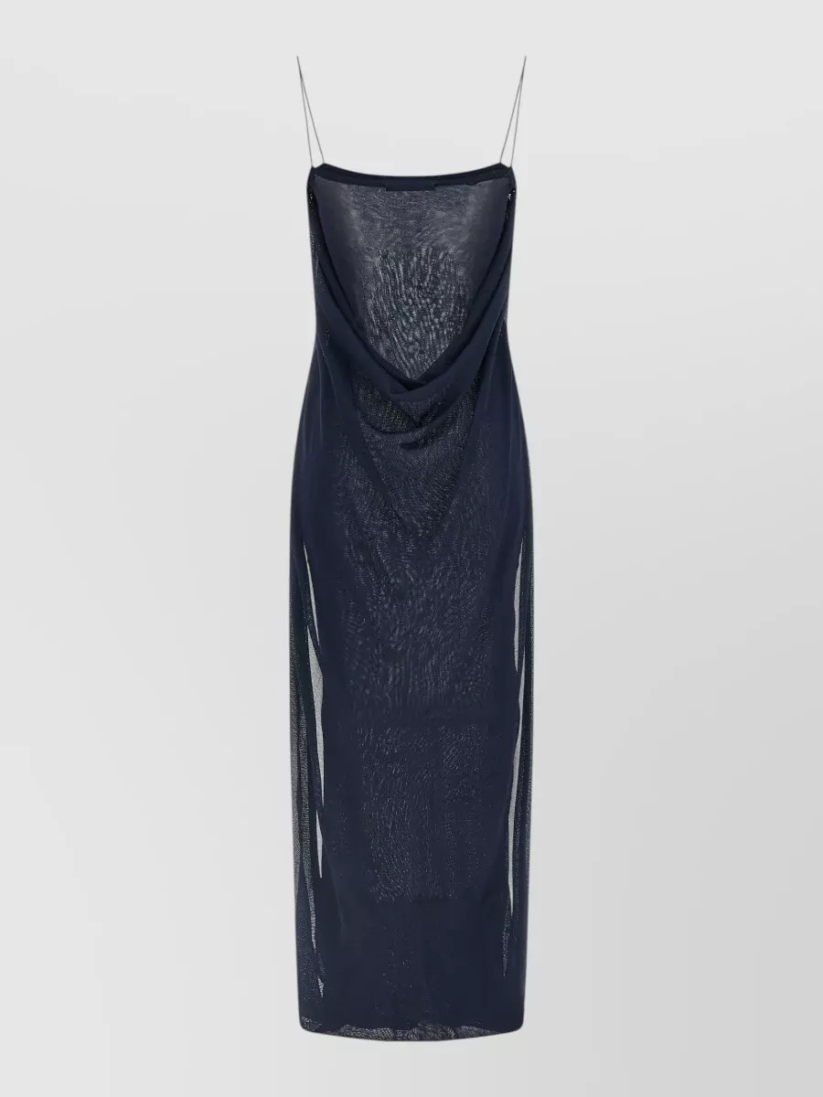 Jacquemus Semi-Sheer Jersey Sleeveless Square-Neck Hooded Midi Dress